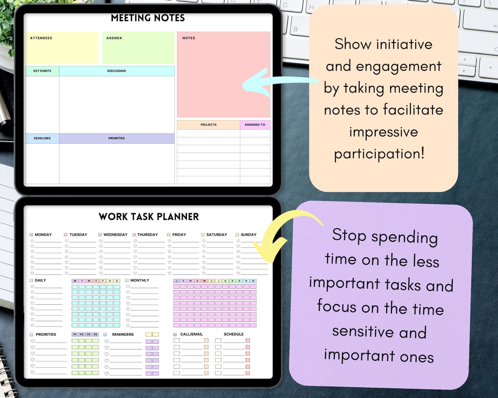 Work Planner Bundle! Office Task Tracker Printable Work Day Organizer ...