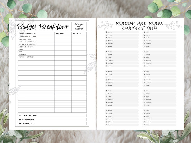 Wedding Planner Printable, Printable Bride planner, wedding binder template, wedding planning book, wedding planner organizer pages.
