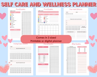 Printable Printable Selbstliebe Planer VorlagenGesundheits und Fitness-Tracker Vorlage Workout Blätter Wellness-Planer