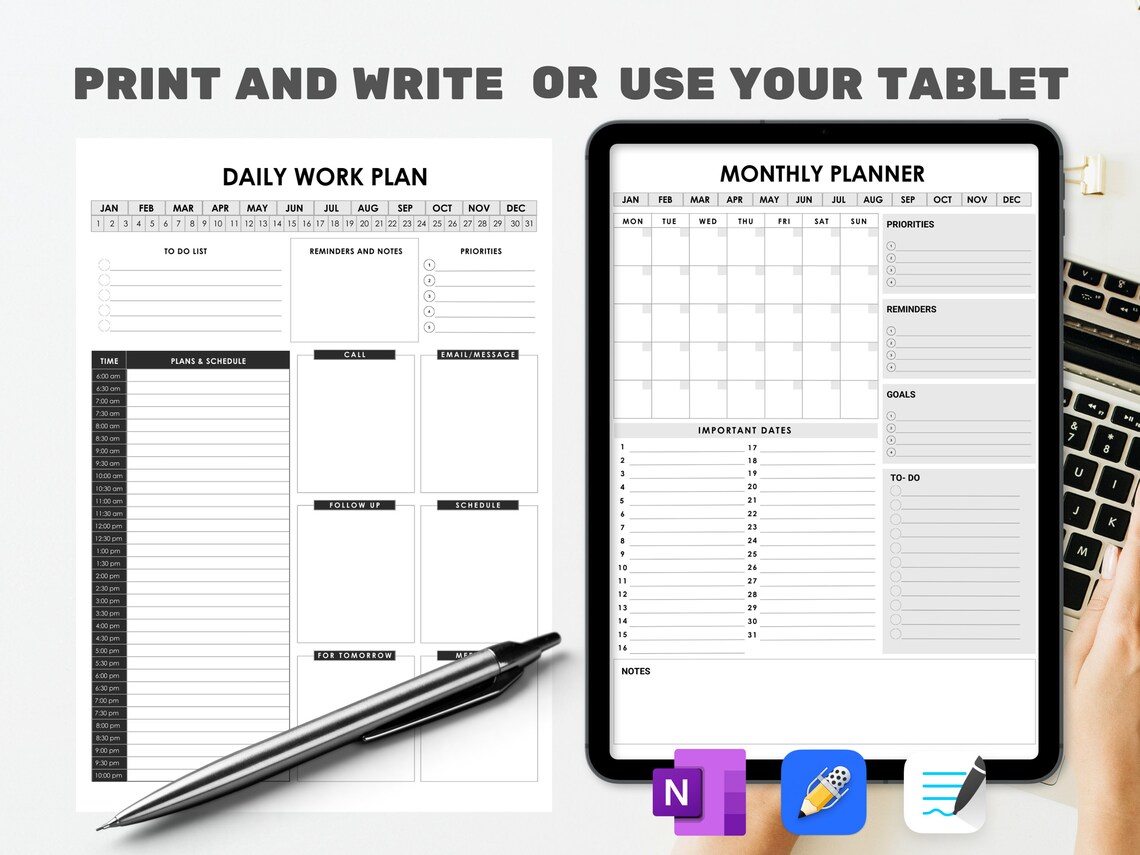 Work Planner Bundle! Office Task Tracker Printable Work Day Organizer ...