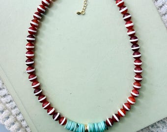 Glass Beaded Necklace: Gold Clasp, Handmade Jewelry, Birthday Gifts for Her, Women's Necklace, Summer Jewelry, Chunky Necklace, Mother's Day