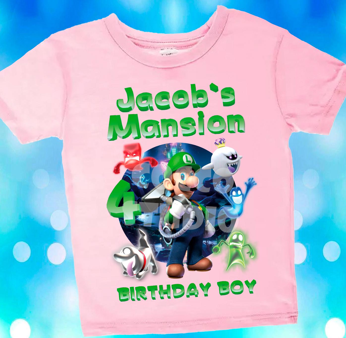 Luigi's Mansion Gamer Birthday Shirt, Luigi, Mario Birthday Party Theme ...