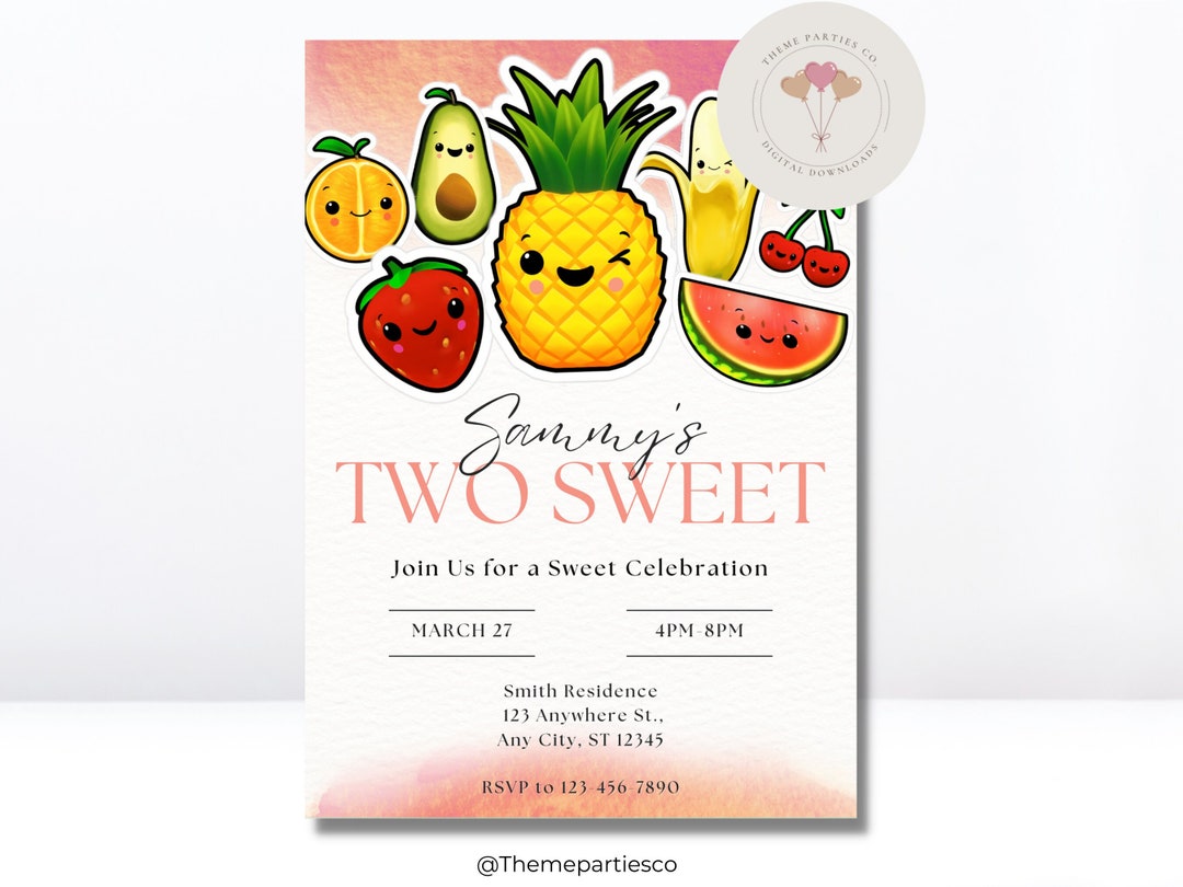 Dancing Fruit Invitations, Hey Bear Sensory Birthday Invitation