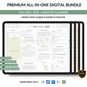 Premuim Digital Planner, Goodnotes Planner, Notability Planner, iPad planner, 2025 & Undated Planner, Digital Journal, Android Planner