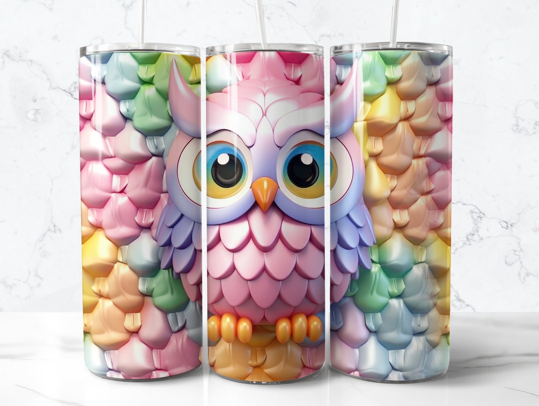 3D Pastel Owl Tumbler Wrap 20 Oz Skinny Tumbler Sublimation - Etsy