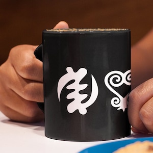 Unique ceramic mug personalized mug gift ethnic tea mug African art mug design gift for her Adinkra mug coffee lovers drinkware gift for Dad