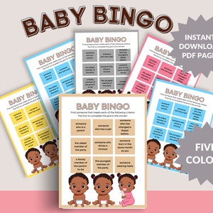 Baby Shower Game Bingo for African American Baby Printable Bingo Game