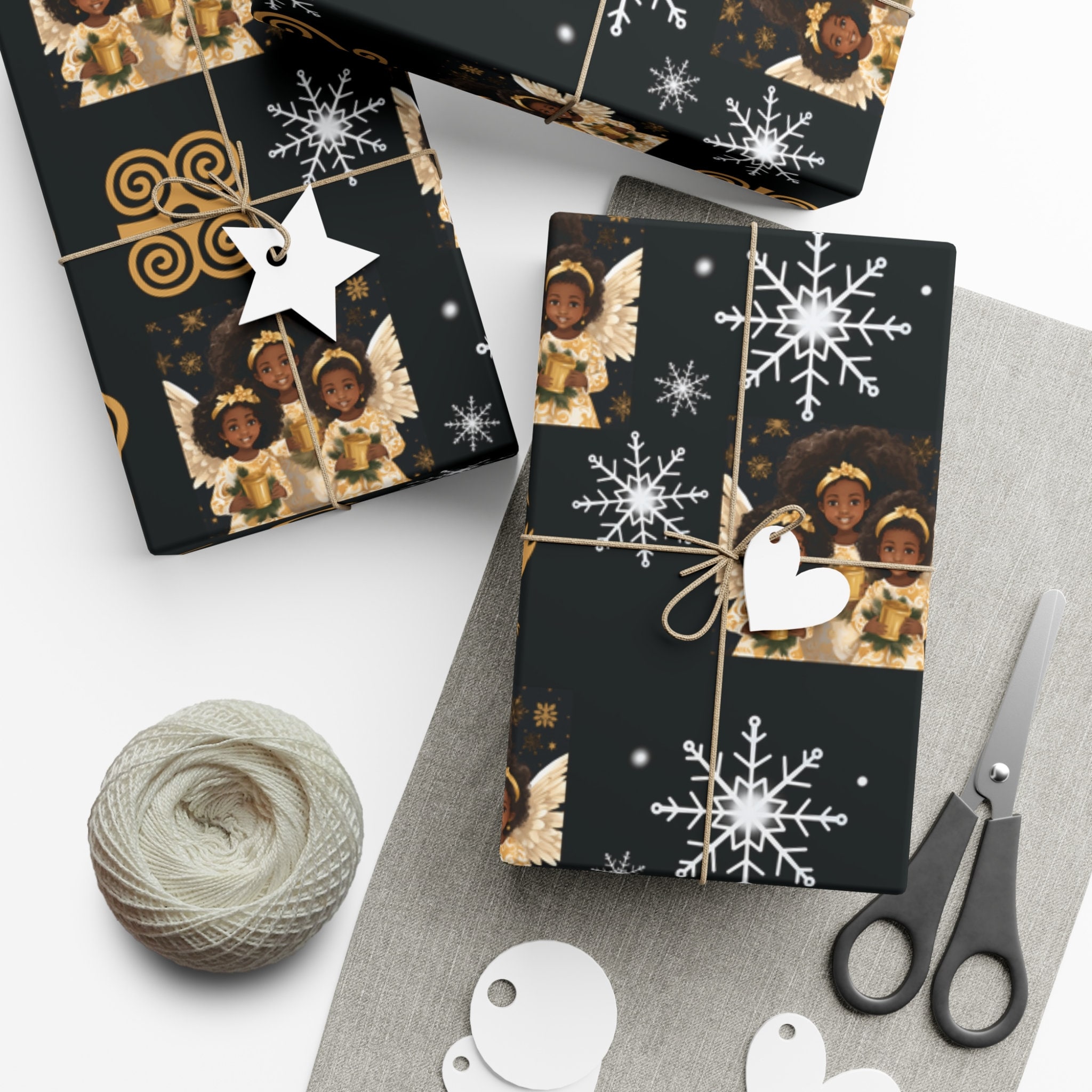 Black Holiday Gift Wrap African Design Wrap Paper Roll Ethnic Theme