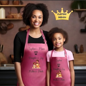 Muttertag Rosa Schürze Benutzerdefinierte Muttertagsschürze Mama und Tochter Schürze Personalisierte Kochschürze Geschenk für Mama Geburtstagsgeschenk Schürze Pink