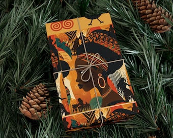 Custom gift wrap African design wrapping paper roll ethnic theme gift wrap unique holiday gift wrap Adinkra Christmas gift wrap paper