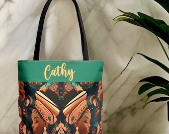 Personalized African Print Canvas Tote Bag, Ethnic Shoulder Bag