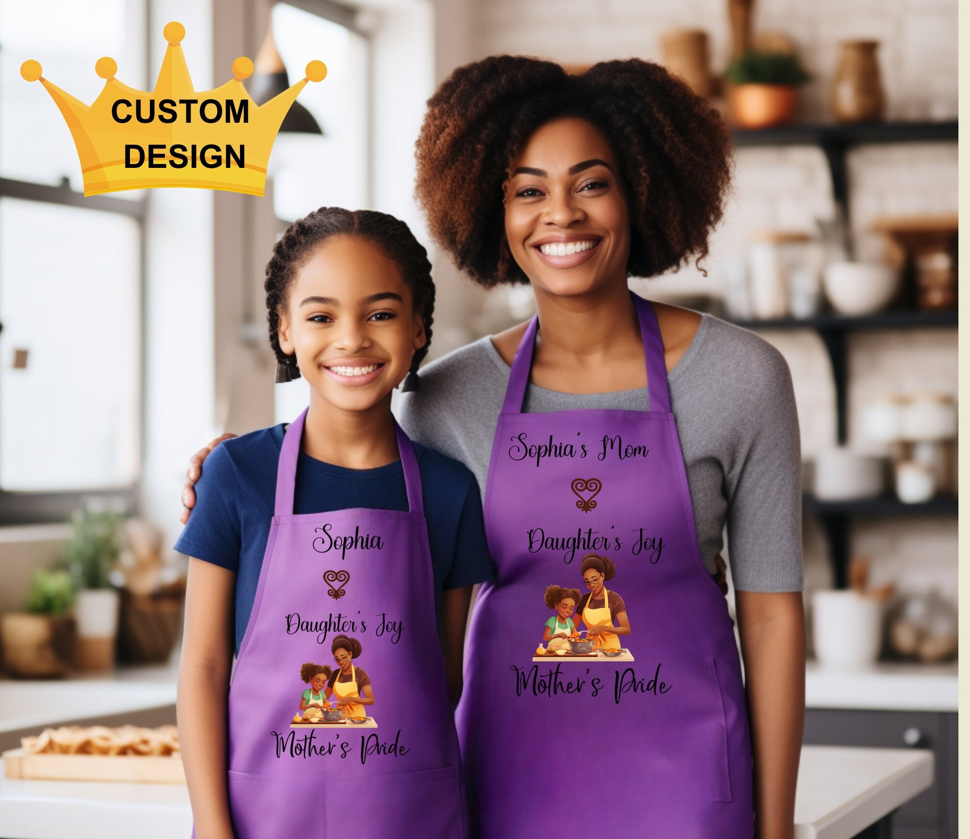 Mother Daughter Matching Aprons Chefs Hat Stock Photo 1780628117