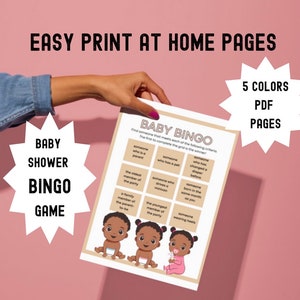 Baby Shower Game Bingo for African American Baby Printable Bingo Game