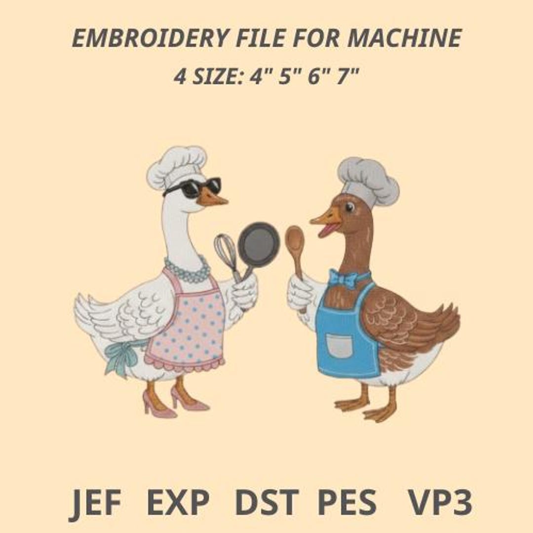 Chef Goose Embroidery Design, Funny Cooking Goose Machine Embroidery ...