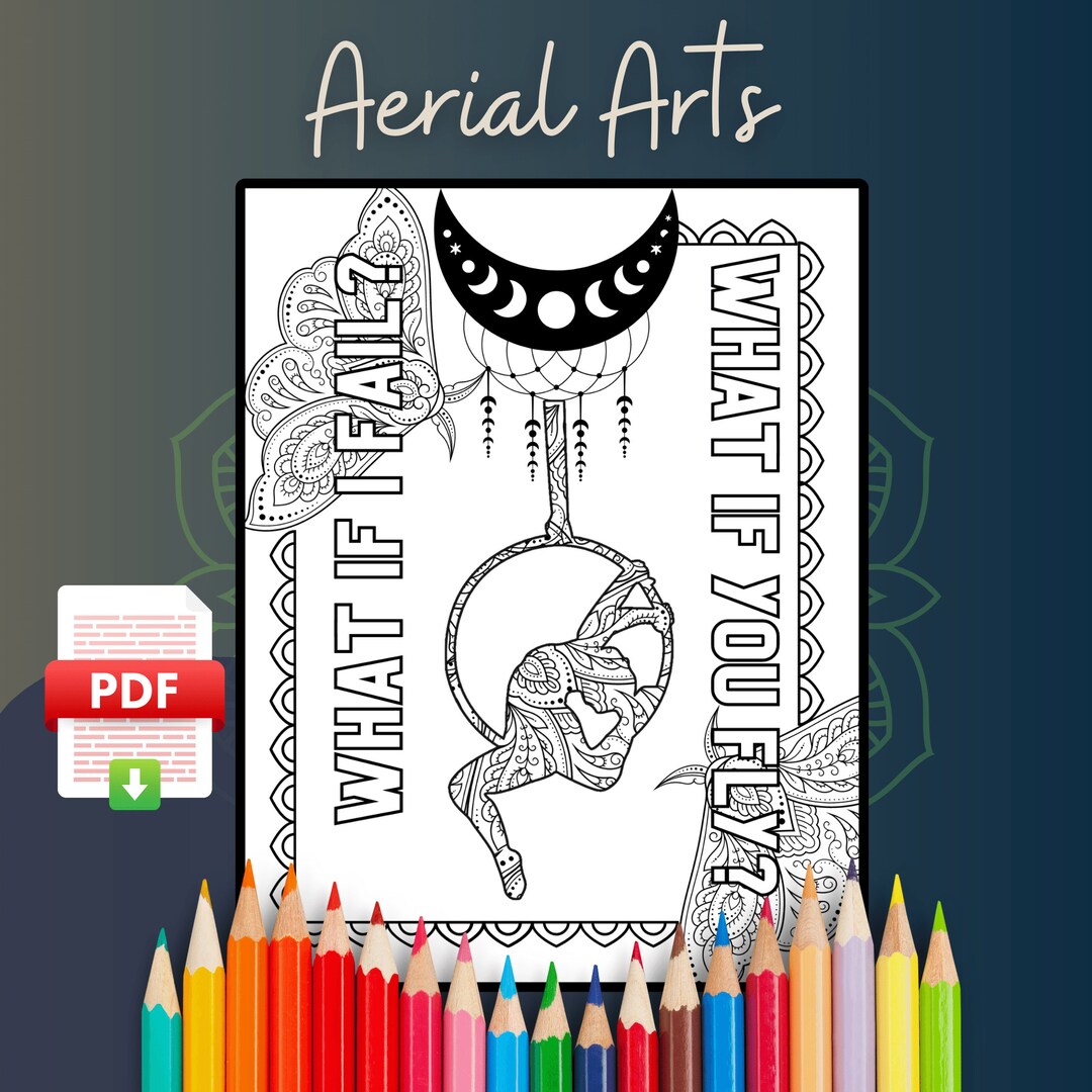 Aerial Arts Coloring Page for Adults, Circus, Lyra, Aerial Hoop ...