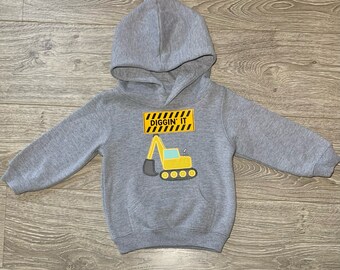 Embroidered Kid's Hoodie, Embroidered Baby Hoodie, Embroidered Kid's Jumper, Embroidered Baby Jumper, Diggin' It Digger Sweat Shirt