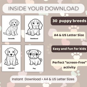 Puppy Coloring Pages, 30 Printable Sheets (PDF Download A4/Letter Size) image 2
