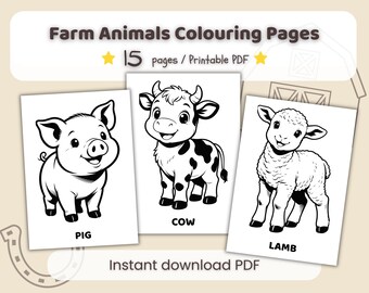 Dibujos para colorear de animales de granja, 15 láminas imprimibles (descarga en PDF)