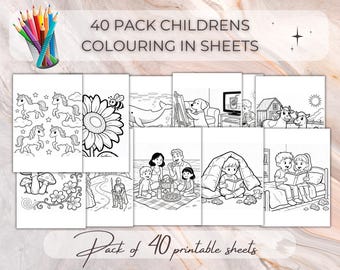 Páginas para colorear para niños: paquete de 40 hojas imprimibles (descarga en PDF, tamaño A4/Carta)