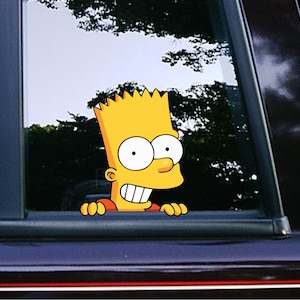 Bart Simpson Peeker Peeking Car Decals The Simpsons Pop Culture Laptop Android Tumblers iPad iPhone Vinyl stickers image 1