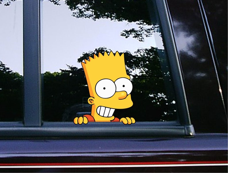 Bart Simpson Peeker Peeking Car Decals The Simpsons Pop Culture Laptop Android Tumblers iPad iPhone Vinyl stickers image 1