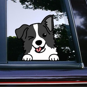 Border Collie Peeking Black or Brown | Puppy | Dog Stickers | Fun Stickers | Car Decals | iPhone | Tablet | Tumblers | Custom Vinyl Stickers