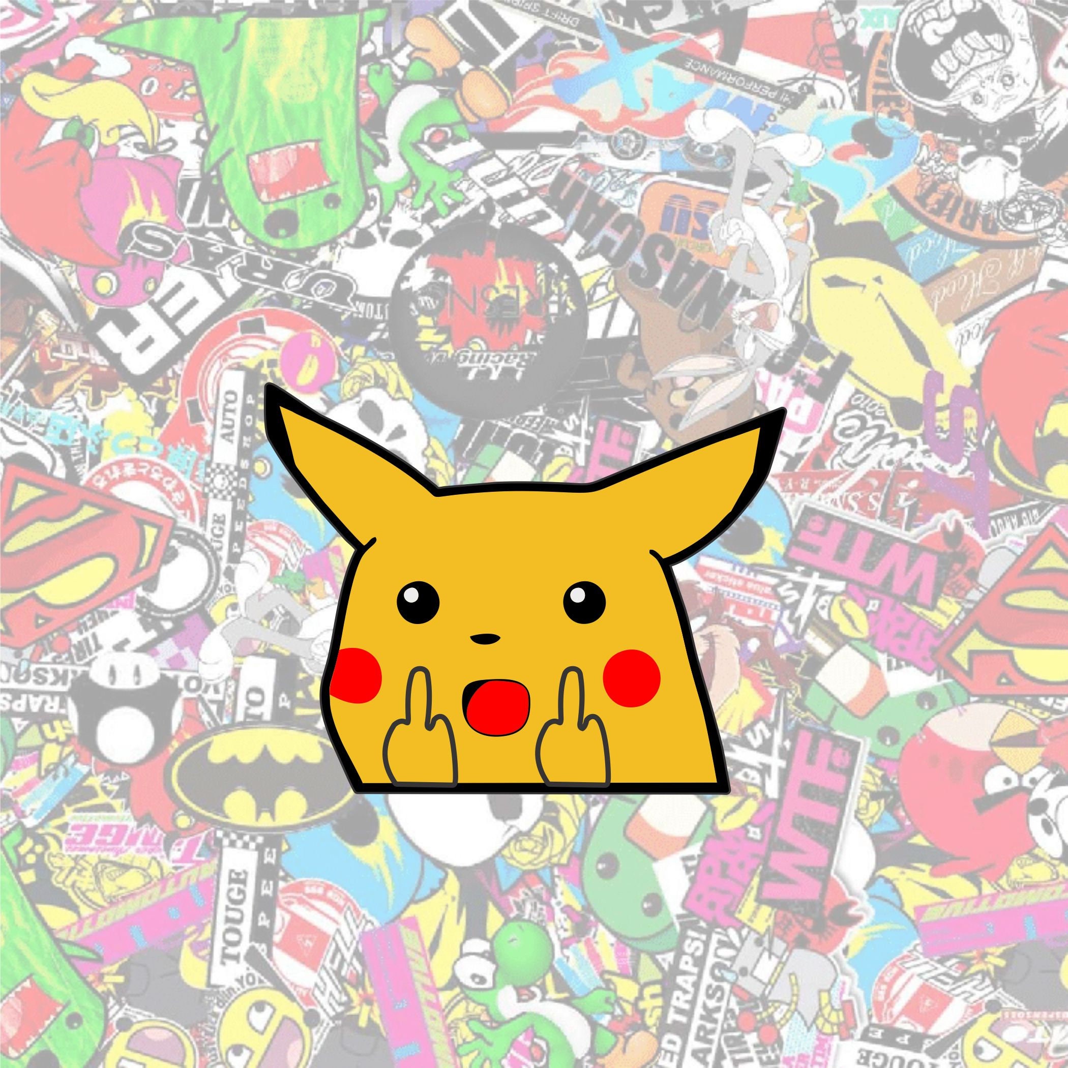 Pikachu Middle Pika Middle Finger Peeker Peeking Pokemon Car Decals - Etsy