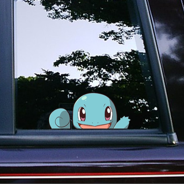 Squirtle Peeker Peeking | Pokemon | Cute Turtle Characters | Car Decals | Macbook | Android | Anime | iPad Stickers | Vinyl stickers