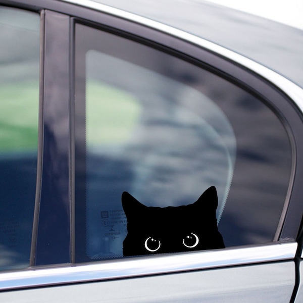 Black Cat Peeking | Car Decals | Choose your Eye Color | Kittens | Phone | iPhone | iPad | laptop | Android | Custom Vinyl Stickers