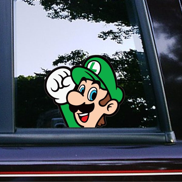Luigi Peeker Peeking | Super Mario Bros| Vide Game Characters | Car Decals | Phone | Laptop | Anime | Console Stickers | Vinyl stickers