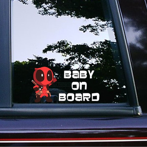 Baby on Board Deadpool | Marvel | Super Heroes | Car Decals | Weatherproof | Anime Stickers | truck | Vans | Vinyl stickers