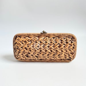 Sac à main pour femme Nusantara Eugene, pochette en rotin naturel faite main, pochette en rotin bohème tissée à la main, pochette décontractée en rotin bohème, cadeau de Noël,