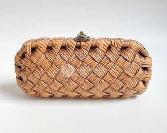 Nusantara Handmade Sunny Women Clutch, Natural Rattan Purse Women's Woven Rattan Bag