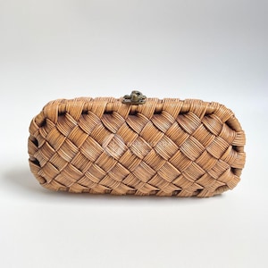 Nusantara Sunny Frauen Clutch Geldbörse | Handgefertigte Natürliche Rattan Tasche | Handgewebte Tasche | Boho Rattan Geldbörse | Strandtasche | Abend Clutch