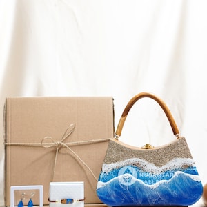 Nusantara Molly Wooden Handbag With Epoxy Resin | Women's Fashion Bag | Top Handle Bag | Handmade Bag | Gift For Her