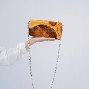 Nusantara Lucy Handmade Wooden Handbag, Mixed With Epoxy Resin, Shoulder Bag, Teakwood Statement Bag, Gift For Her, Christmas Gift