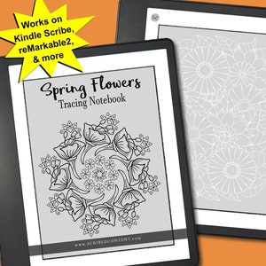 Spring Flowers Tracing Book for Kindle Scribe Template: 40 Floral Pages (Hyperlinked PDF Download)