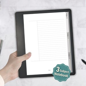 Cuaderno digital Kindle Scribe Cornell para tomar apuntes: 3 asignaturas (plantilla PDF con hipervínculos)