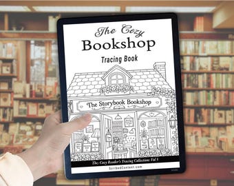 Plantilla de dibujo de una acogedora librería para Kindle Scribe: 40 páginas para colorear (descarga en PDF con hipervínculos)