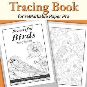 Bird Tracing Book for reMarkable Paper Pro, Digital Tracing Pages, Relaxing Nature Art, Mindful Tracing eBook, Stress Relief Activity PDF
