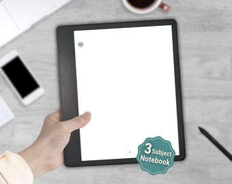 Página en blanco para Kindle Scribe: Cuaderno digital de 3 asignaturas (plantilla PDF con hipervínculos)