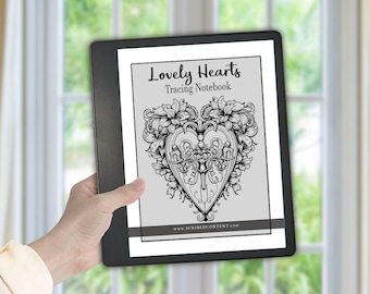 Floral Hearts Tracing Book for Kindle Scribe: 40 Art Activity Pages (Hyperlinked PDF Download)