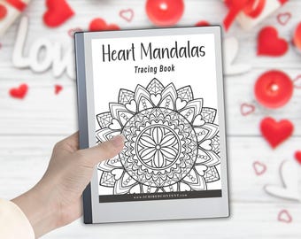 Plantilla de calco de San Valentín reMarkable 2: 40 páginas para colorear de mandalas de corazones (descarga en PDF)