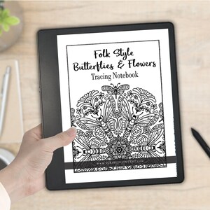 Folkkonst Fjärilsföljarbok för Kindle Scribe: 40 målarbilder (hyperlänkad PDF-nedladdning)