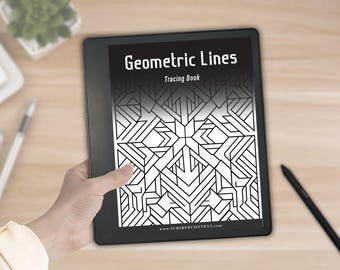 Geometic Lines Tracing Book for Kindle Scribe: 40 Pattern Coloring Pages (Hyperlinked PDF Download)