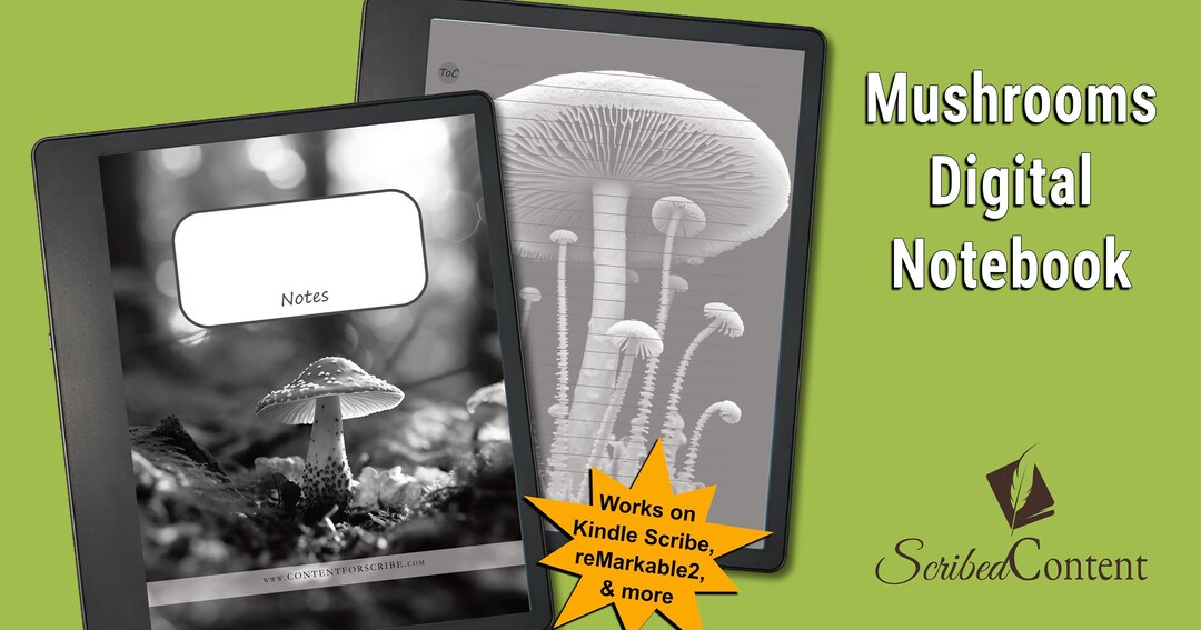 Mushroom Notebook for Kindle Scribe Journal Template PDF With ...
