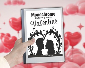 Libro para colorear monocromático reMarkable 2: 40 páginas de corazones de San Valentín (Descarga PDF con hipervínculos)