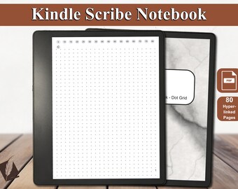 Kindle Scribe Dot Grid Notebook or Journal - Kindle Scribe Template with Hyperlinks, Contents Page, and 80 pages for notes & sketches