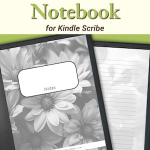 Flowers Notebook -Pretty Journal for Kindle Scribe Template with Hyperlinks, Contents Page, 40 unique note pages with Flower pictures