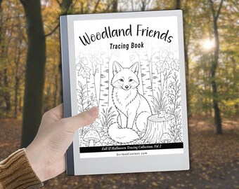 Plantilla para calcar "Amigos del bosque" para reMarkable 2: 40 páginas para colorear de animales de otoño (descarga en PDF)